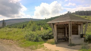 Holzhütte in Grünen met Bergblick