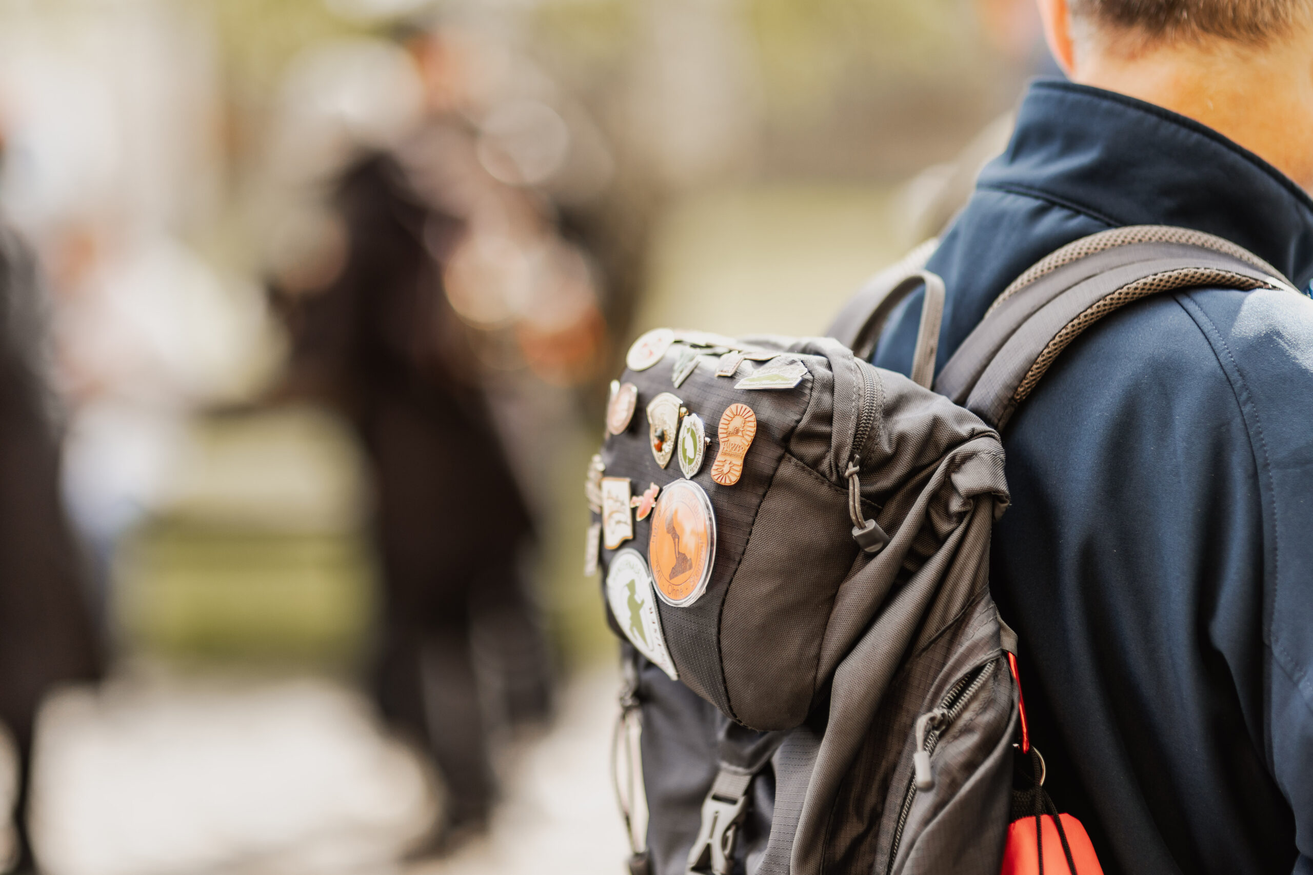 Rugzak met kleurrijke Harz wandel speldjes