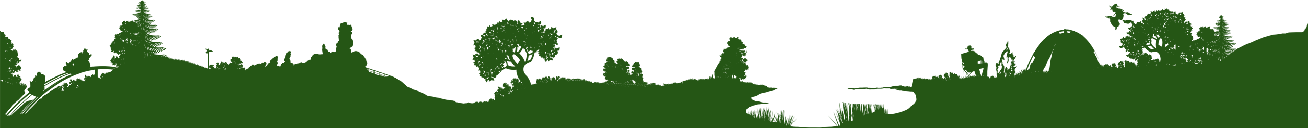 Silhuet af træer og bakker om natten